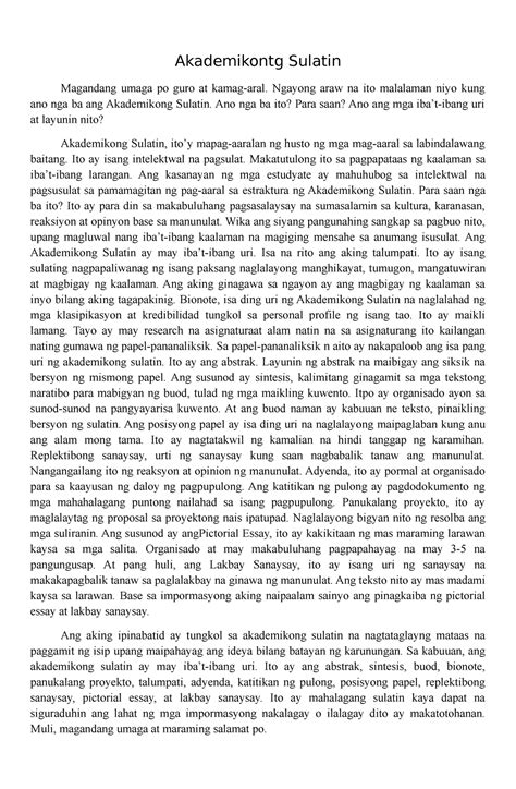 Sanaysay Tungkol Sa Akademikong Pagsulat.